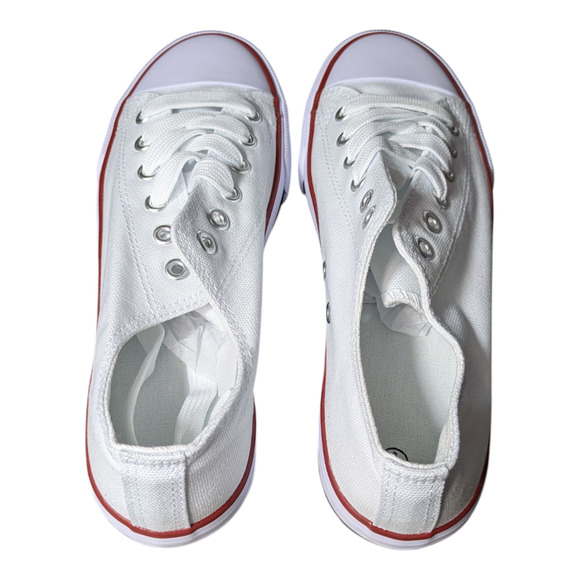 Women's Canvas Shoes - Size 6 - White and Red - Rounded Toe Anti Slip Brand New - Picture 4 of 8